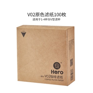 Hero咖啡滤纸 滴漏式手冲咖啡过滤纸100片V型滤杯用滤纸1-4人份白色原色随机发货